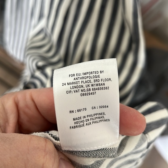 Maeve Blue/White Fowler Striped Midi dress with belt by Anthropologie - Picture 5 of 10